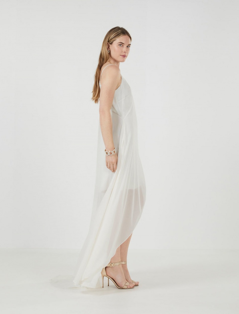 BCBGMAXAZRIA Spaga Draped Kısa Elbise Beyaz | UWV58287