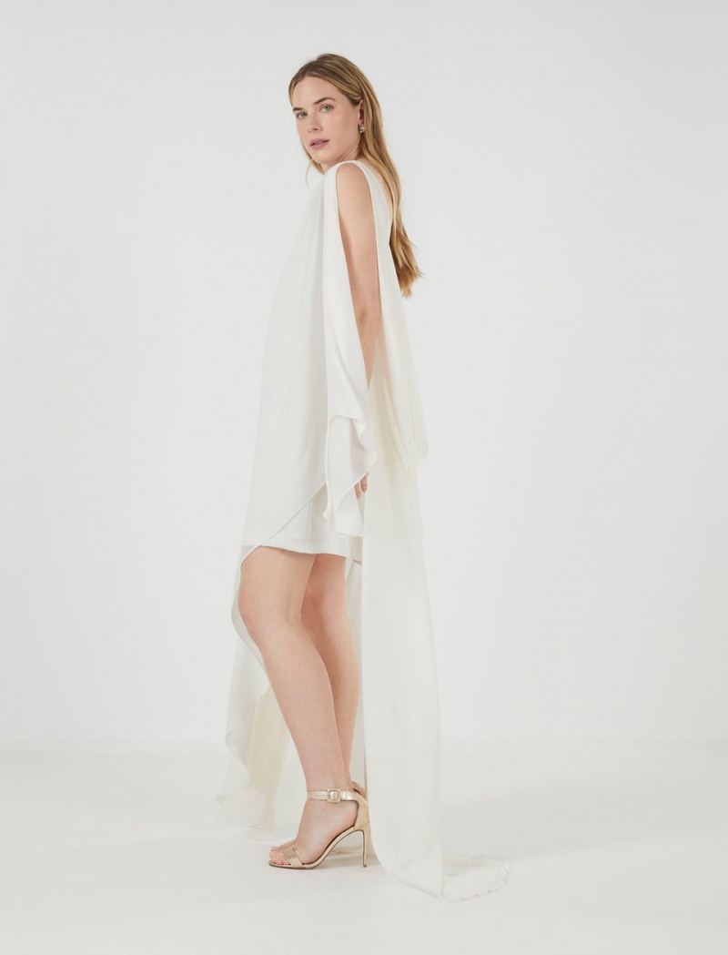 BCBGMAXAZRIA Spaga Draped Kısa Elbise Beyaz | UWV58287