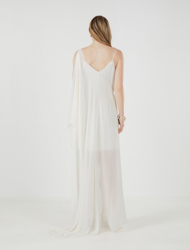 BCBGMAXAZRIA Spaga Draped Kısa Elbise Beyaz | UWV58287