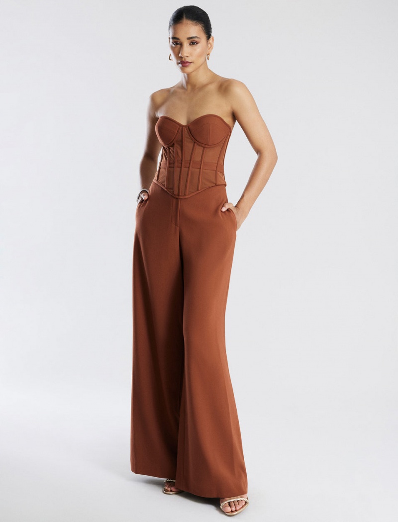 BCBGMAXAZRIA Strapless Bustier Üstler Kahverengi | THB91139