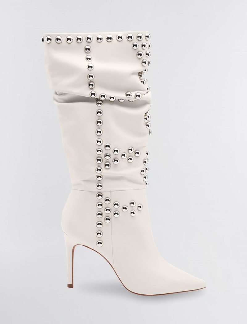 BCBGMAXAZRIA Toni Studded Elbise Bot Beyaz | AJM80779