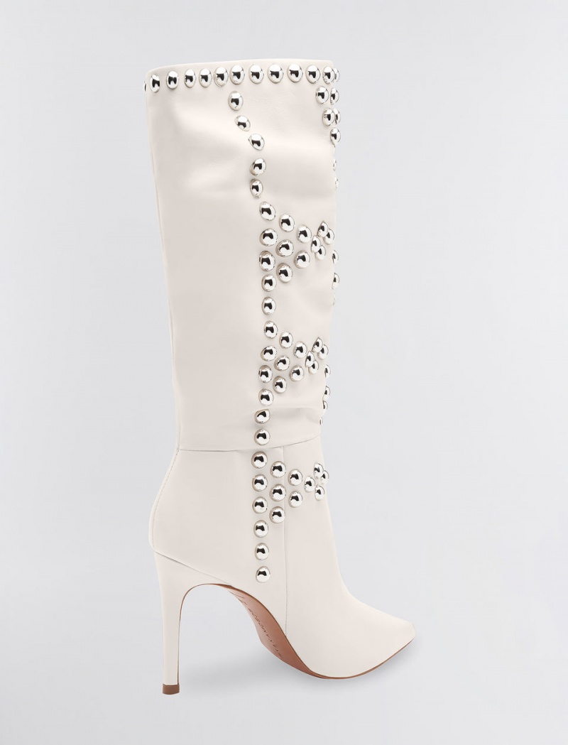 BCBGMAXAZRIA Toni Studded Elbise Bot Beyaz | AJM80779