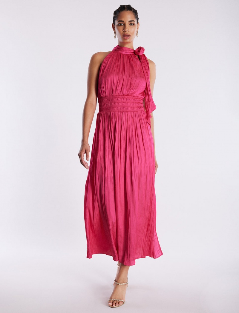 BCBGMAXAZRIA Xenia Halter Gown Uzun Elbise Pembe | XBQ03455