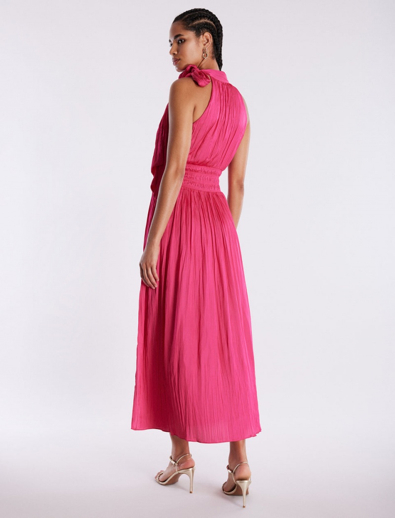 BCBGMAXAZRIA Xenia Halter Gown Uzun Elbise Pembe | XBQ03455