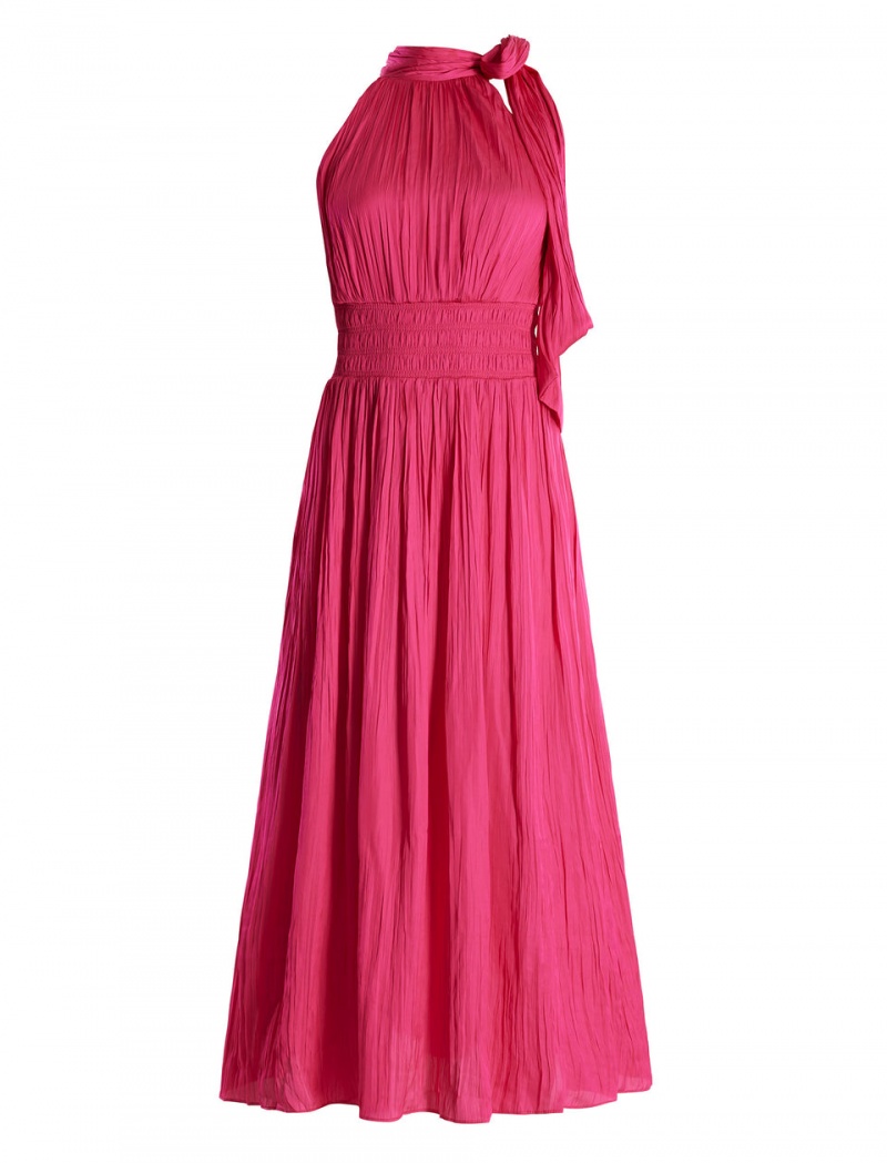 BCBGMAXAZRIA Xenia Halter Gown Uzun Elbise Pembe | XBQ03455