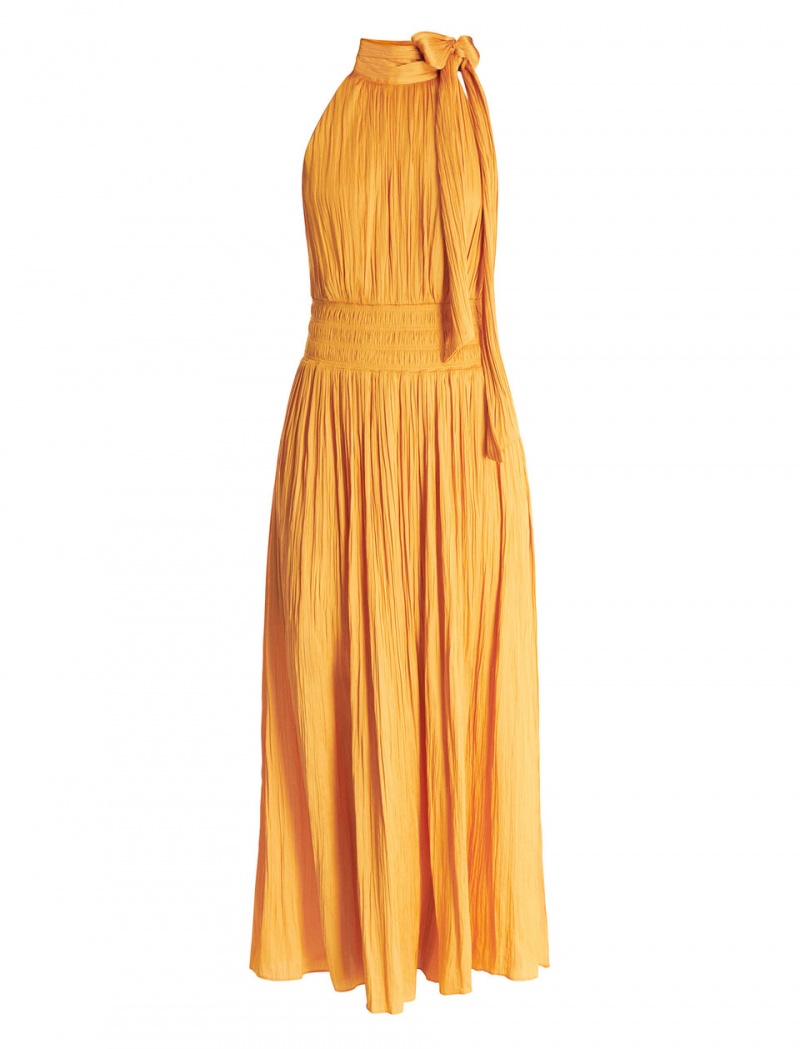 BCBGMAXAZRIA Xenia Halter Gown Uzun Elbise Sarı | FSM28069