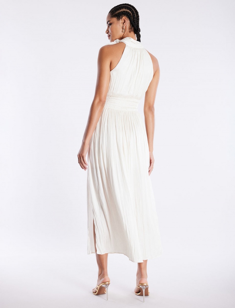 BCBGMAXAZRIA Xenia Halter Gown Uzun Elbise Beyaz | PPO54948