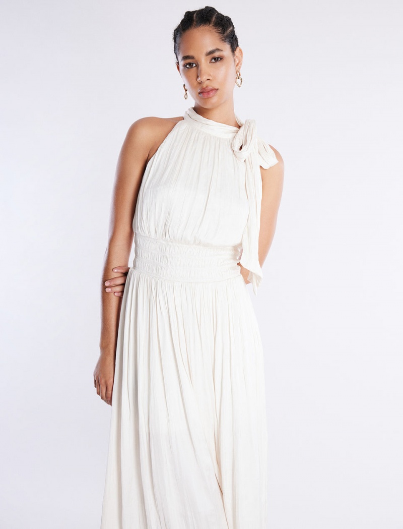 BCBGMAXAZRIA Xenia Halter Gown Uzun Elbise Beyaz | PPO54948