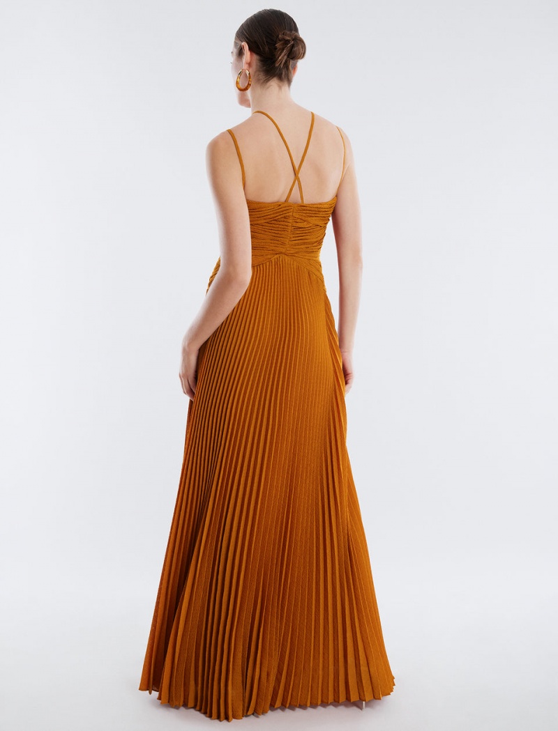 BCBGMAXAZRIA Ziv Chiffon Gown Uzun Elbise Kahverengi | LEQ31635